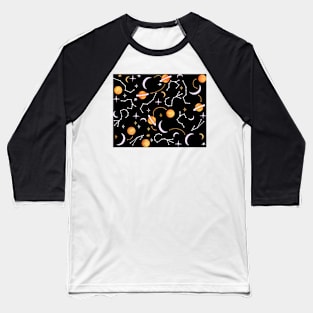 Whimsigoth Space on Black Baseball T-Shirt